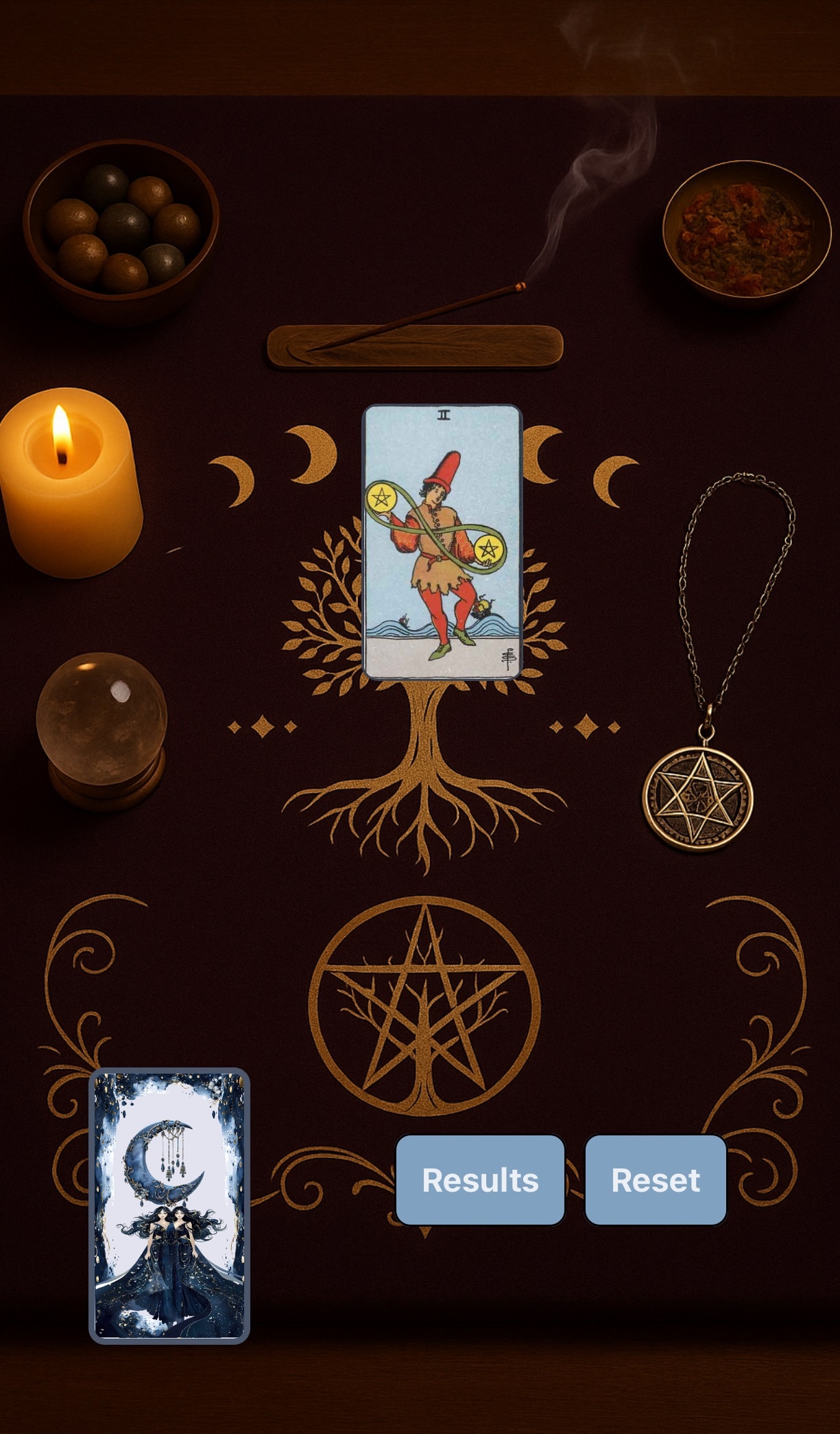 Tarot spread screenshot