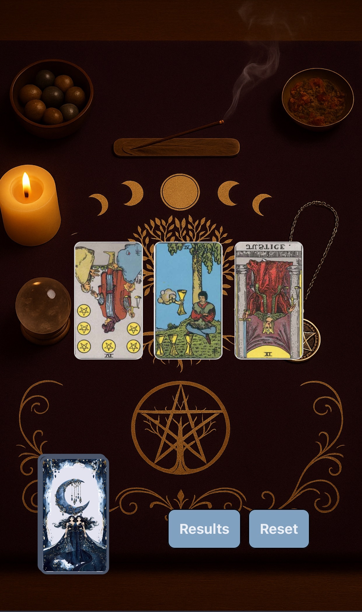 Tarot spread screenshot